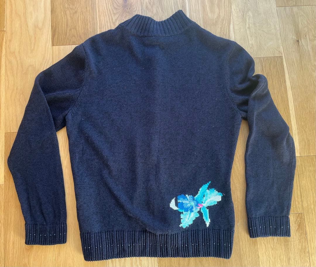 LEONARD 花柄刺繍 ネイビー カーディガン