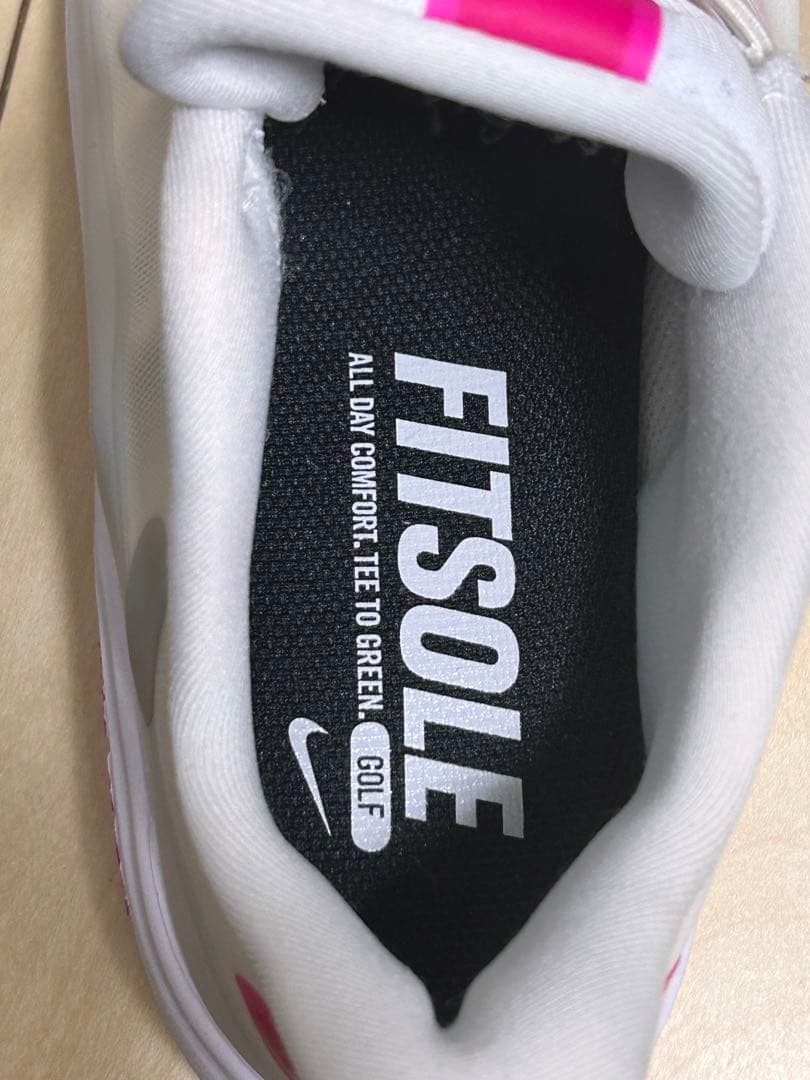 NIKE レディース ゴルフシューズ 23cm ホワイト ピンク スパイクレス