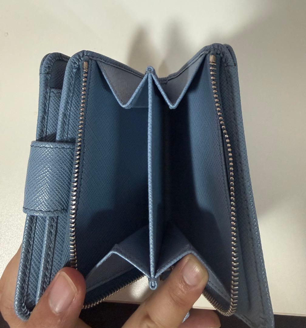 PRADA プラダ サフィアーノ トライアングル 折りたたみ財布 ブルー