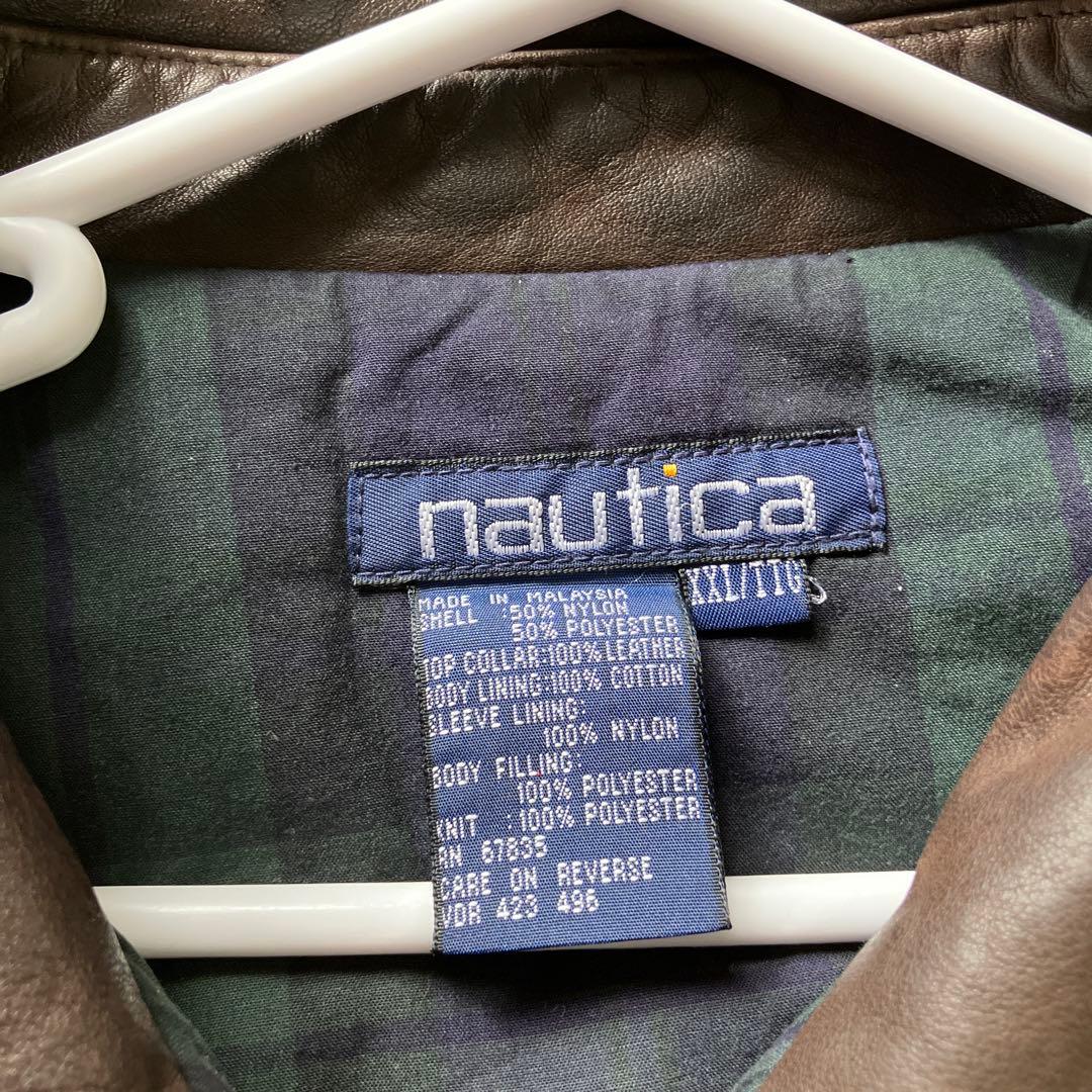 温*新様 海外限定　襟レザー　スイングトップ　Nautica ネイビー XL ジ