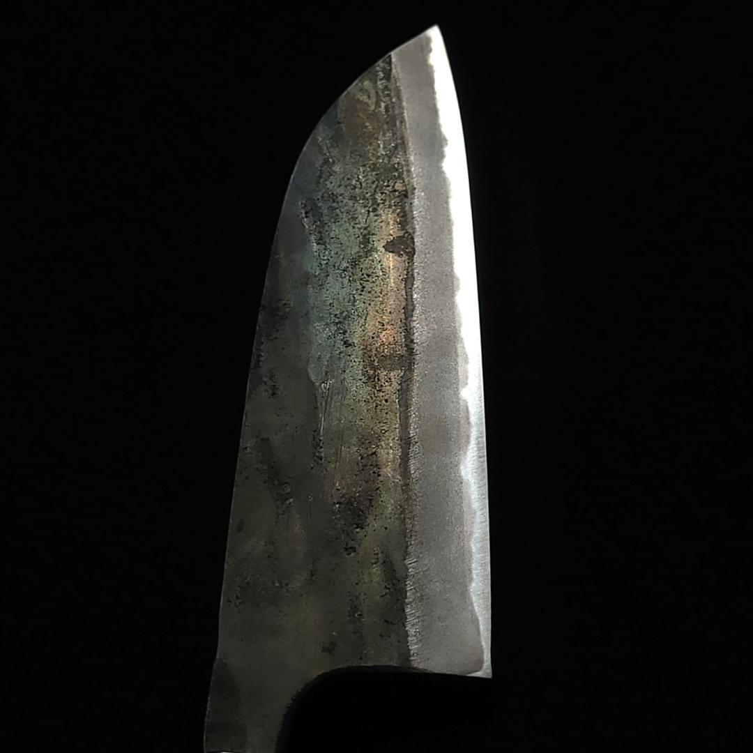 白紙1号 黒打 三徳包丁 180㎜ G1324 焼栗柄 月光作