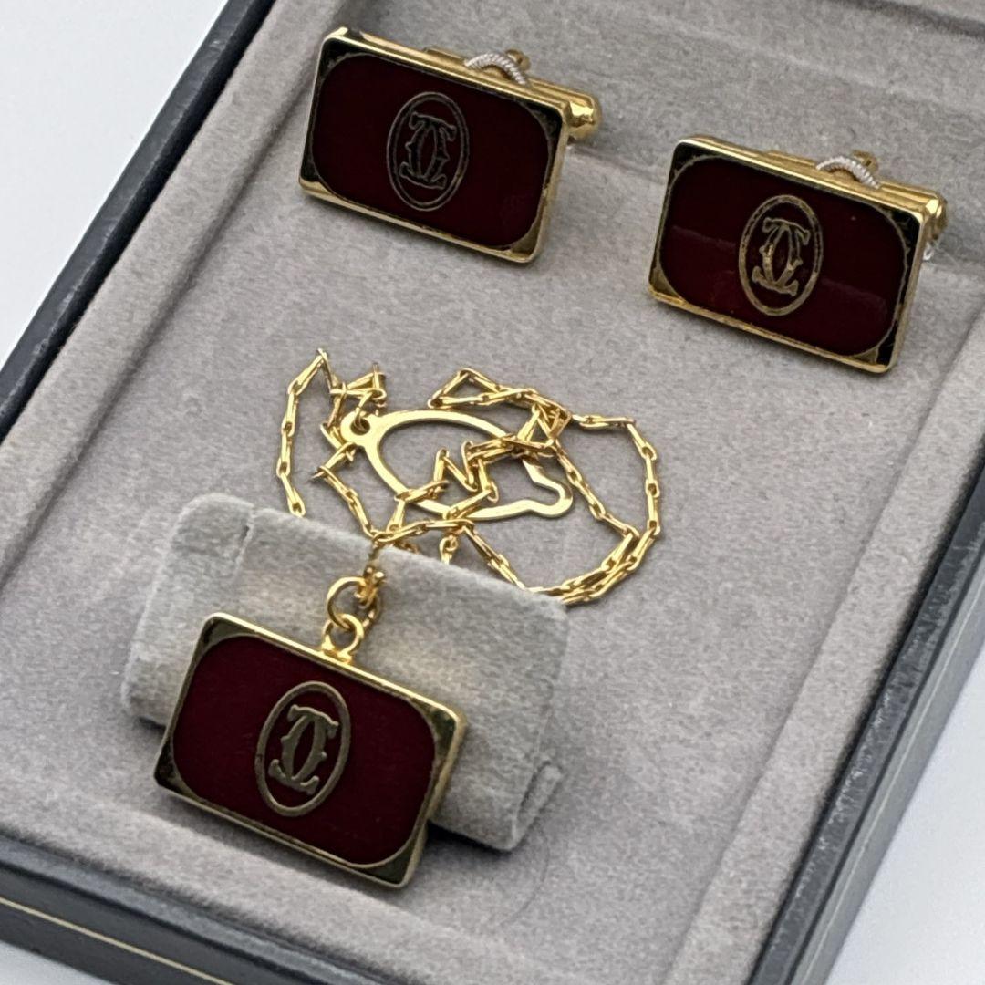 Cartier カルティエ カフス タイピン セット ダブルC ロゴ ゴールド