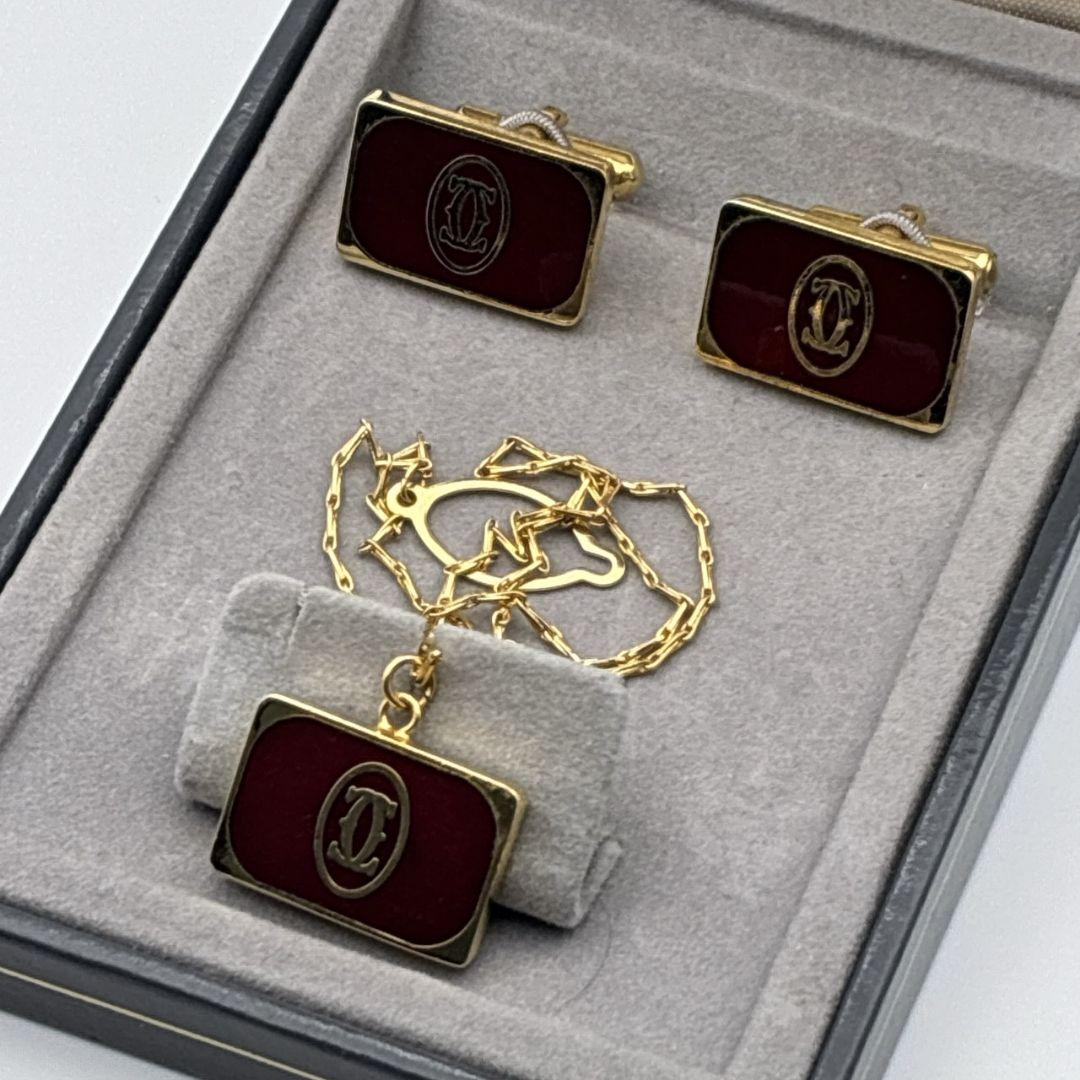 Cartier カルティエ カフス タイピン セット ダブルC ロゴ ゴールド