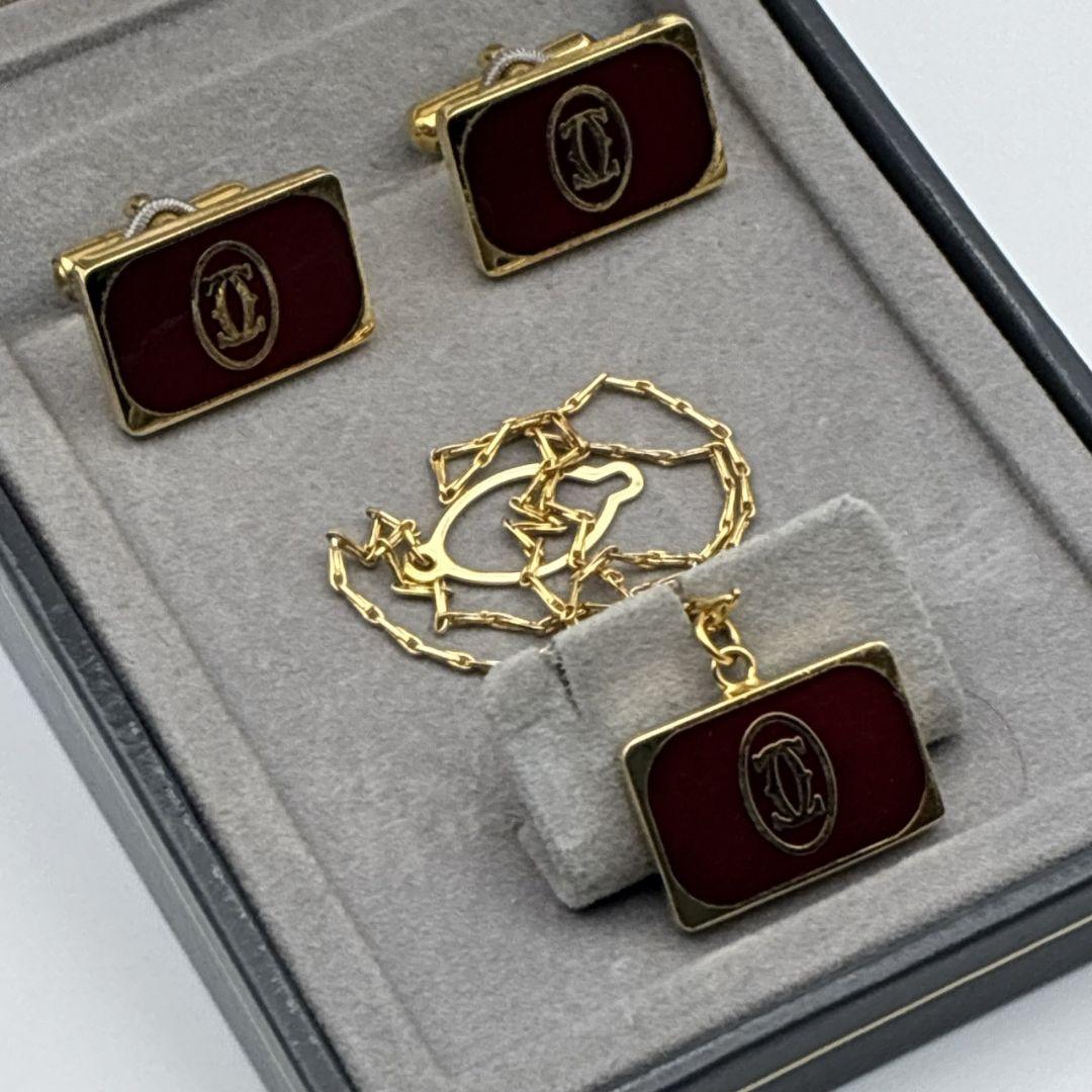 Cartier カルティエ カフス タイピン セット ダブルC ロゴ ゴールド
