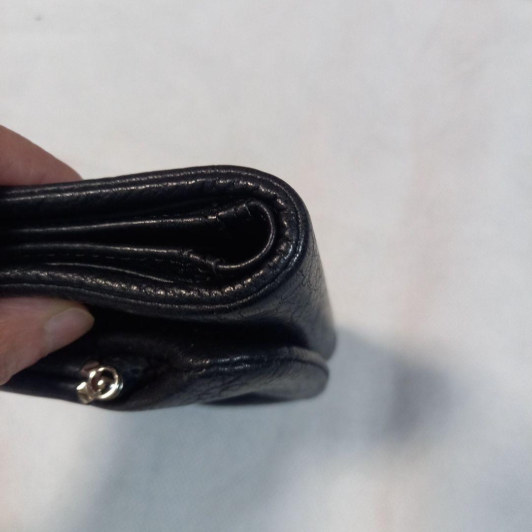 イアパピヨネ　黒 レザー がま口 二つ折り財布