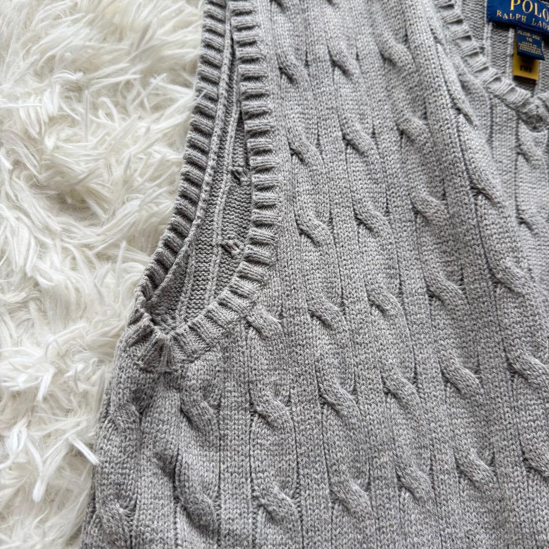 【近年モデル】ポロラルフローレン ケーブルニット ベスト コットン 刺繍 M