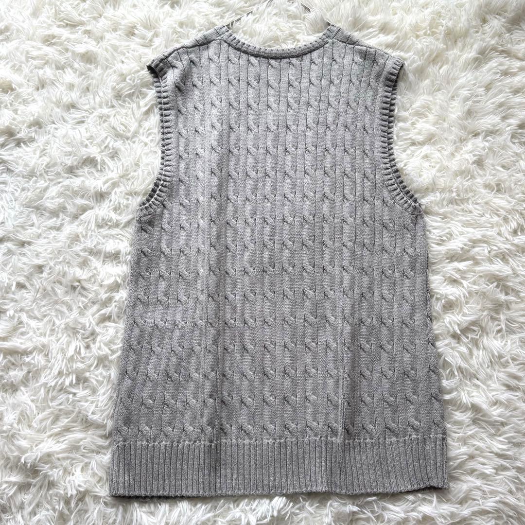 【近年モデル】ポロラルフローレン ケーブルニット ベスト コットン 刺繍 M