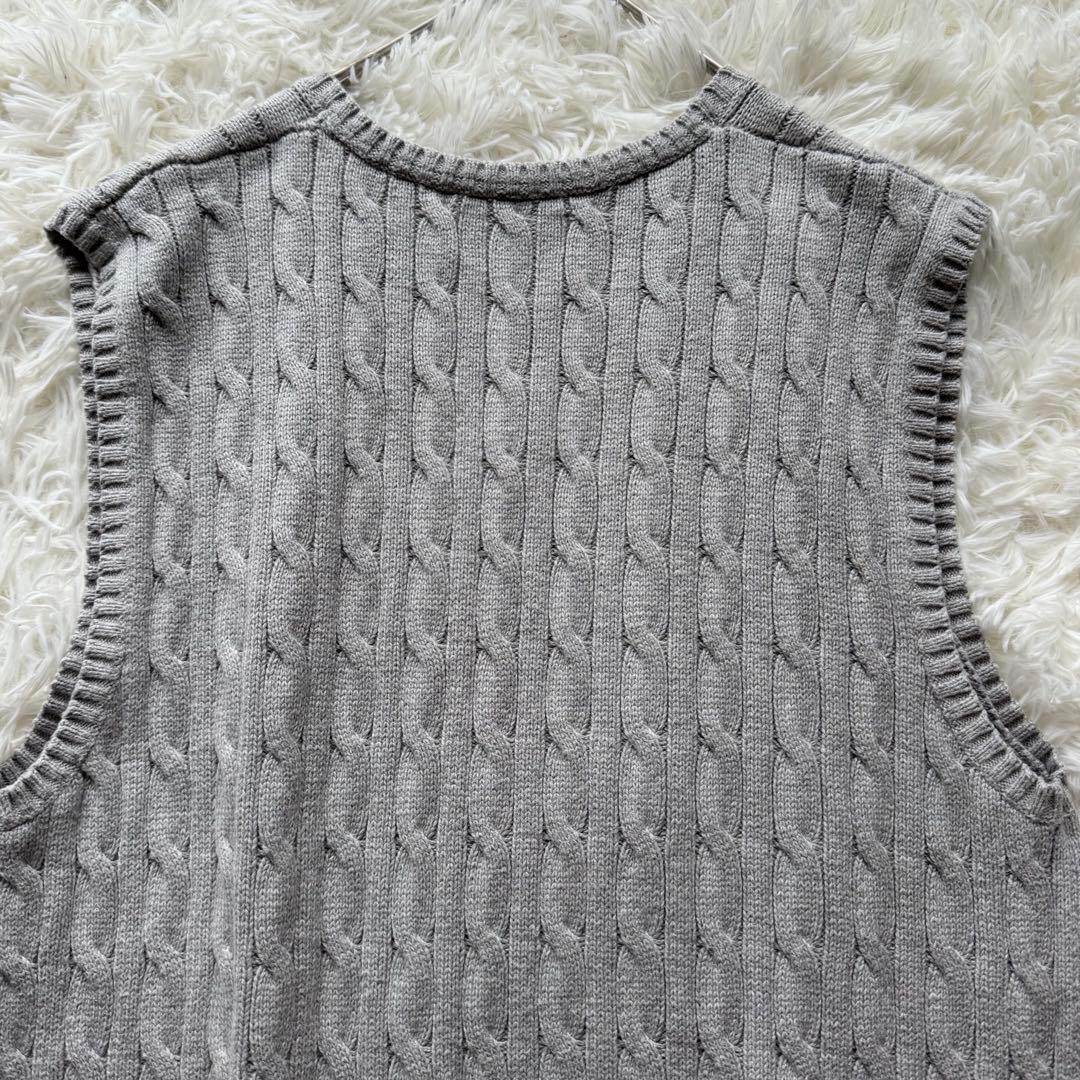【近年モデル】ポロラルフローレン ケーブルニット ベスト コットン 刺繍 M