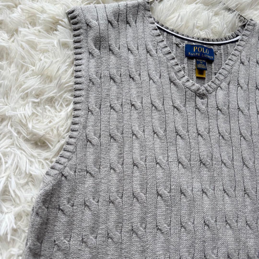 【近年モデル】ポロラルフローレン ケーブルニット ベスト コットン 刺繍 M