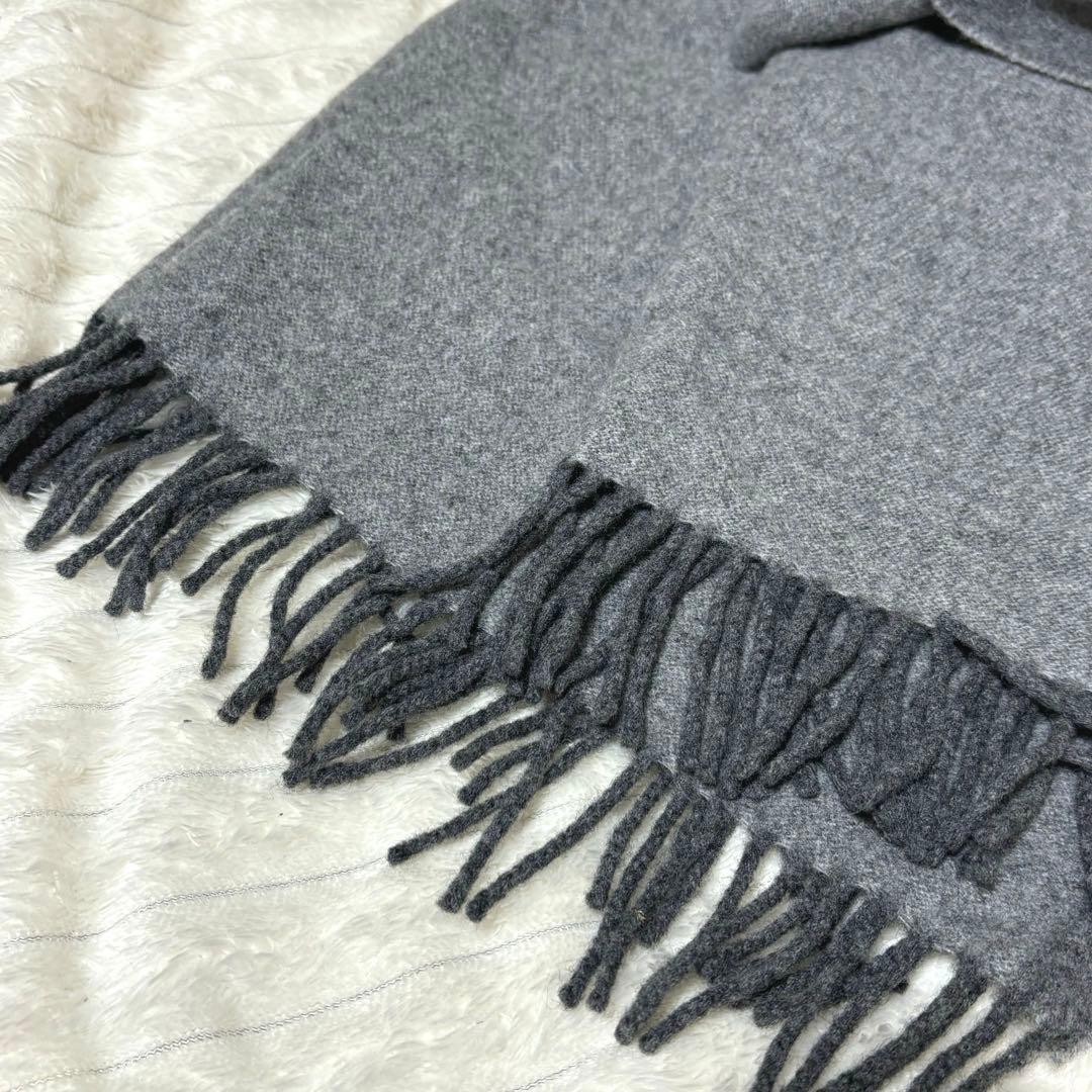【美品】バーニーズニューヨーク カシミヤ100% 大判ストール　グレー