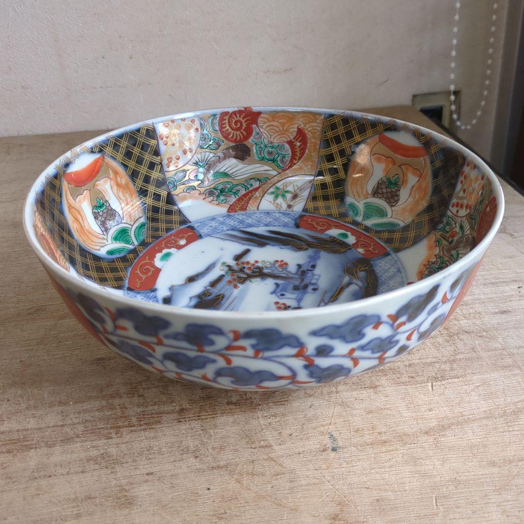 骨董 伊万里 古伊万里 鉢 色絵鉢 大サイズ 花見鉢 陶器 アンティーク