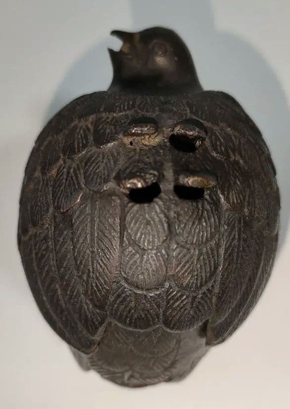 鶉(うずら)香炉　青銅製　骨董品 アンティーク品