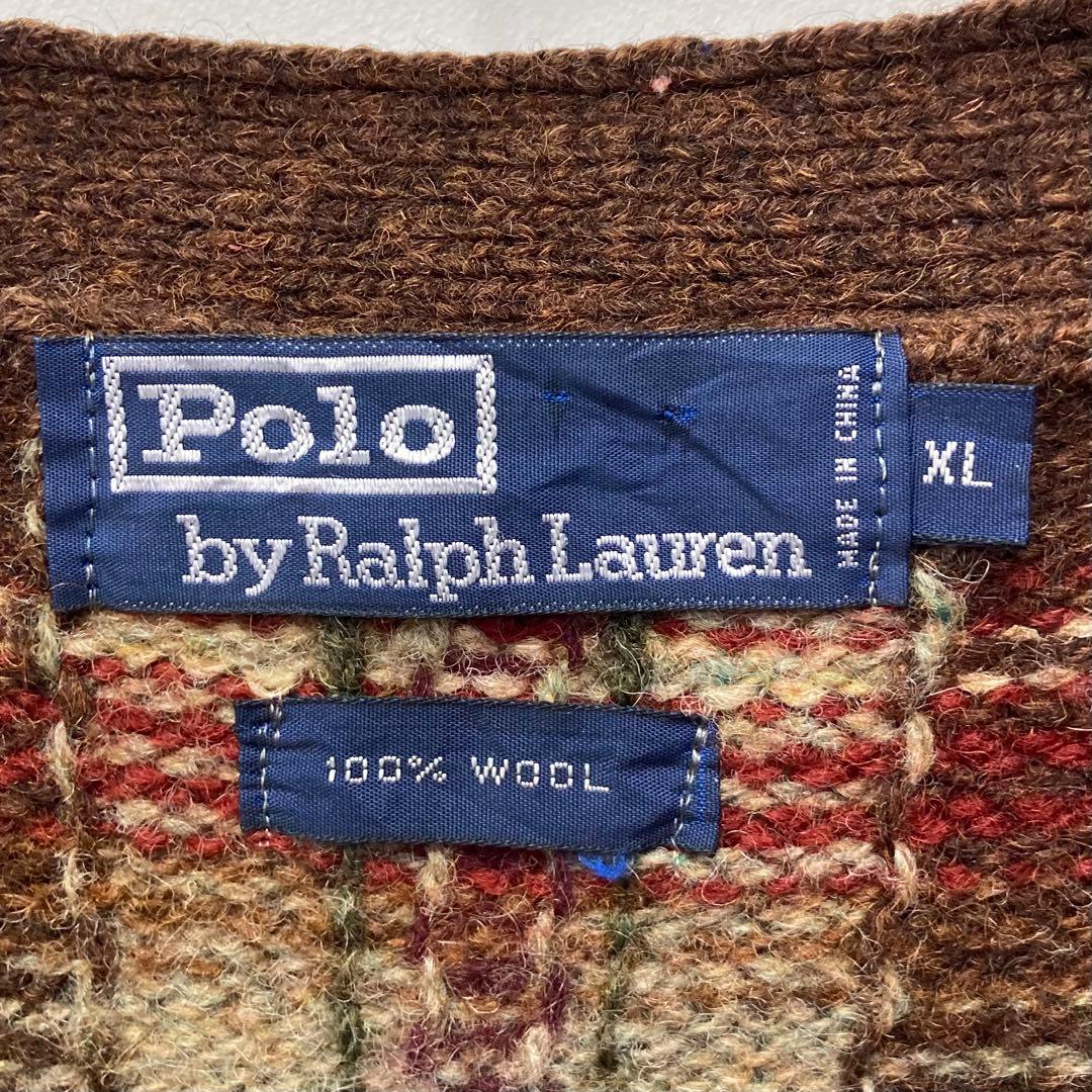 【Polo By Ralph Lauren】ニットベスト　チェック　ウール　XL