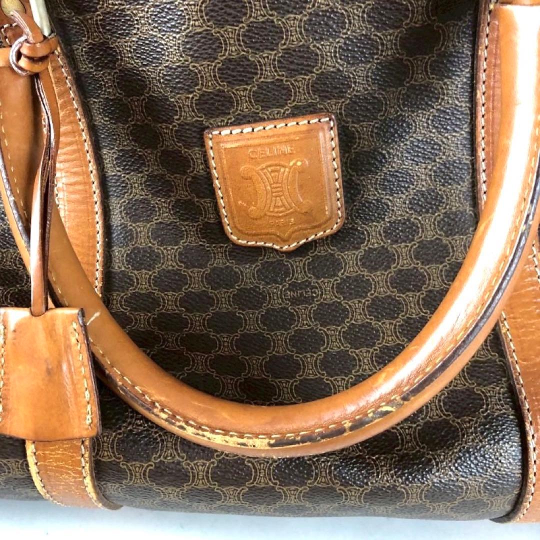 セリーヌ マカダム柄 ボストンバッグ レザー ブラウン レディース bag