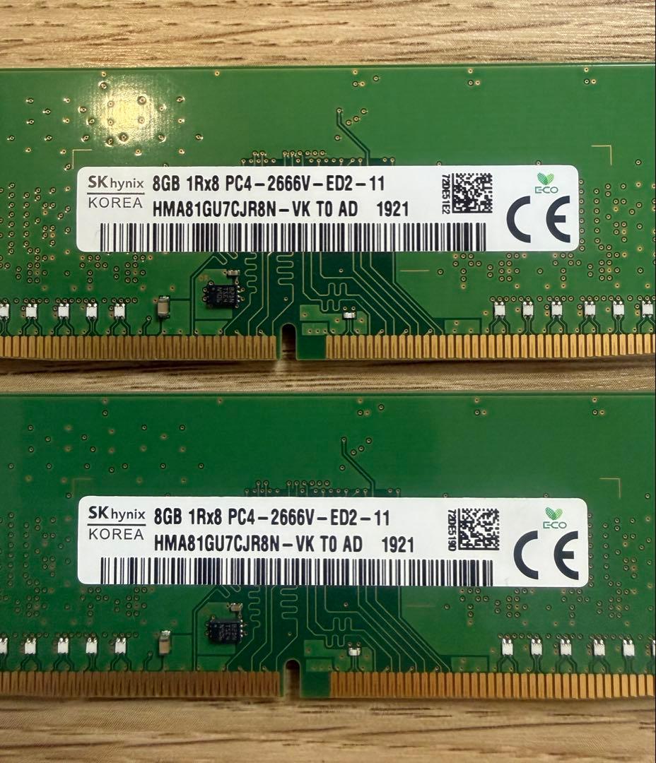 SKhynix PC4-2666V サーバー用メモリ8GB×2枚　16GB