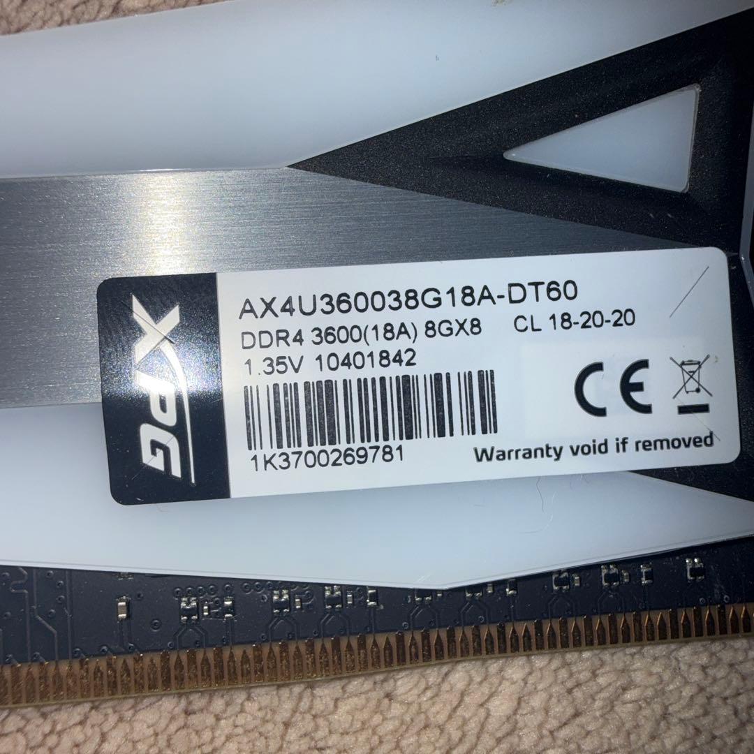 動作確認済　XPG メモリDDR4 16GB 3600MHz 8GB x2