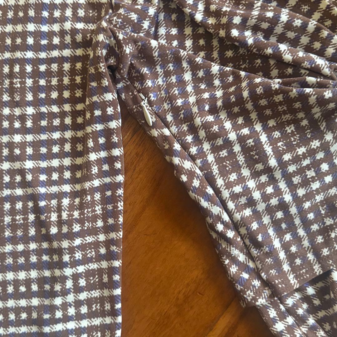 近年モデル✨kayme モカシェパードチェック カシュクールワンピース