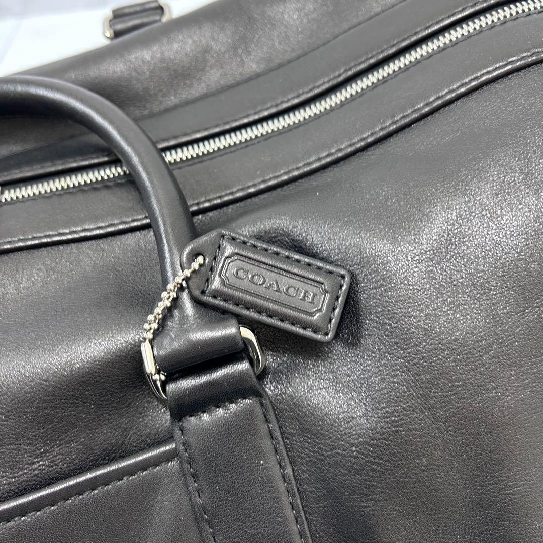 美品 COACH 大容量 レザー ボストンバッグ 旅行 ブラック