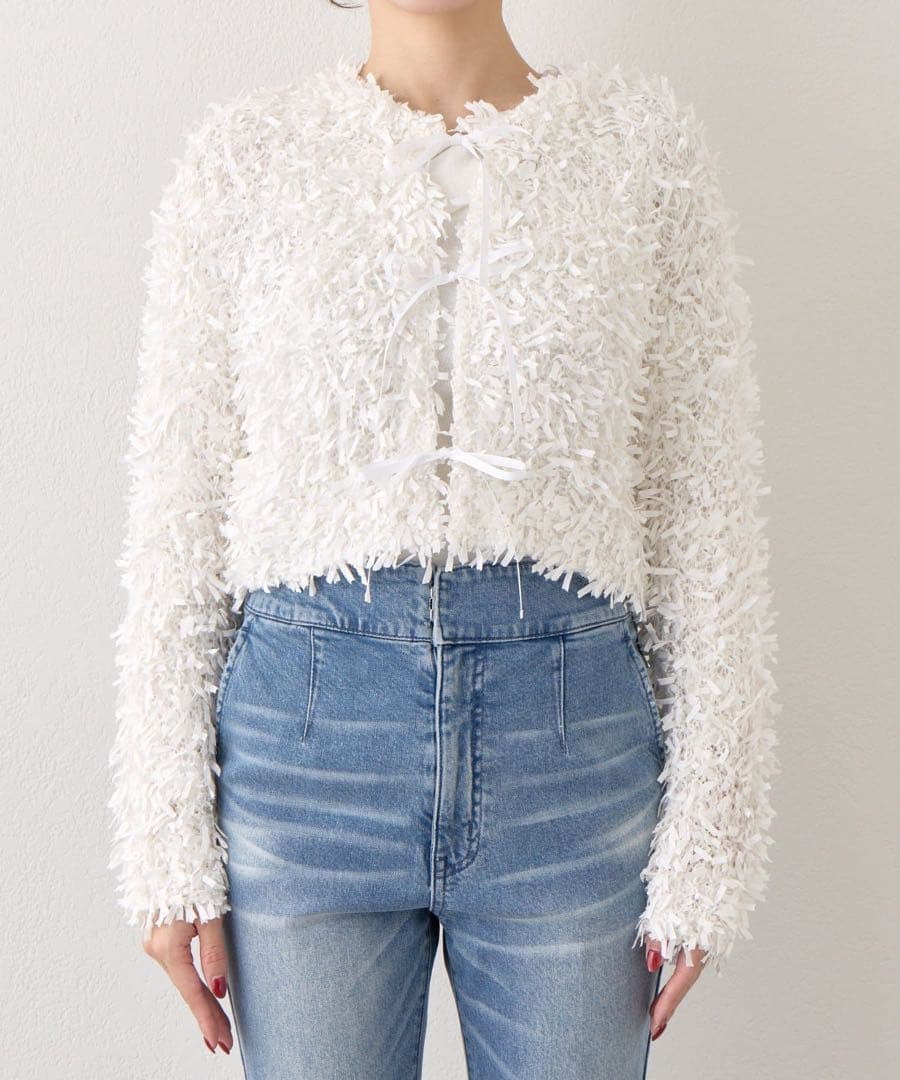 La boutique BonBon テープヤーン前後２WAYカーディガン