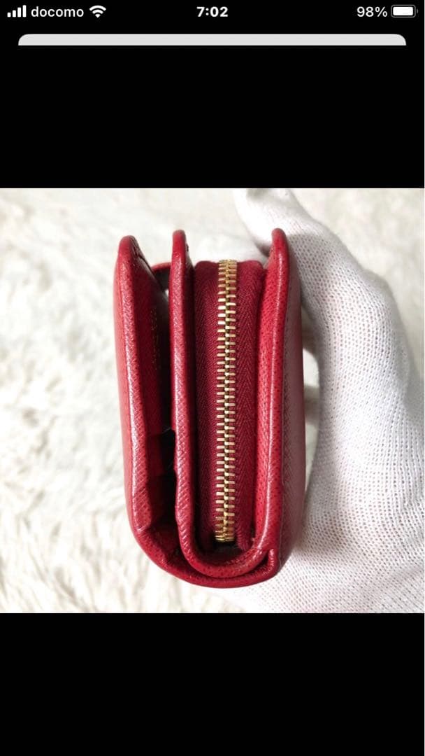 PRADA 二つ折り財布 1ML018 赤