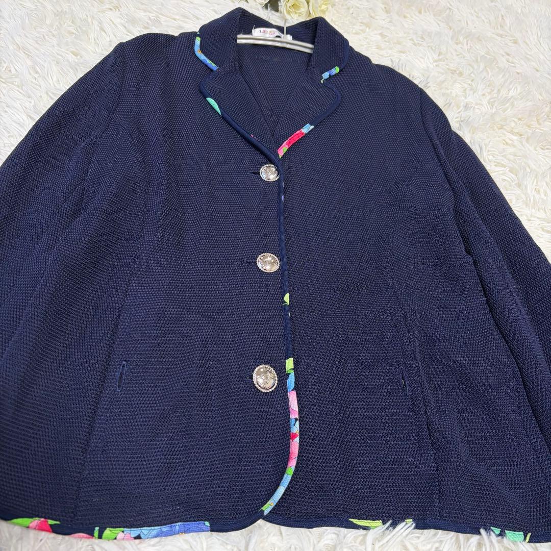 LEONARD SPORT レオナール ジャケット 42 花柄トリム 日本製