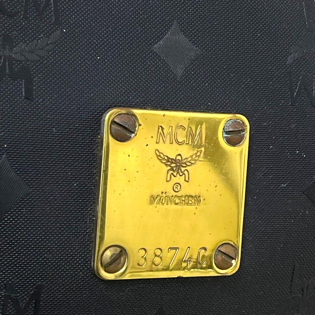 美品 MCM エムシーエム ボストンバッグ 黒 ナイロン 金金具