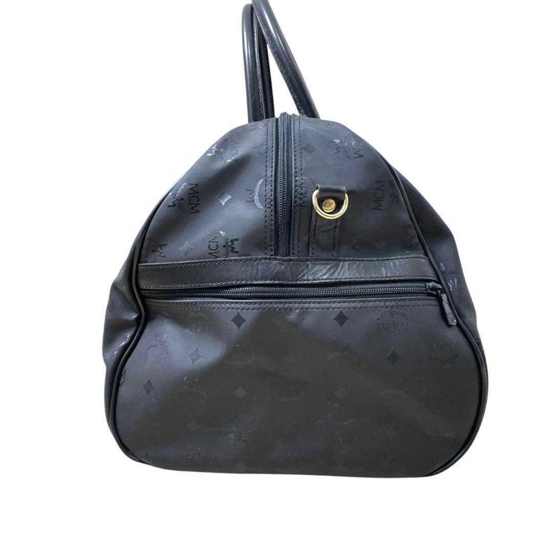 美品 MCM エムシーエム ボストンバッグ 黒 ナイロン 金金具