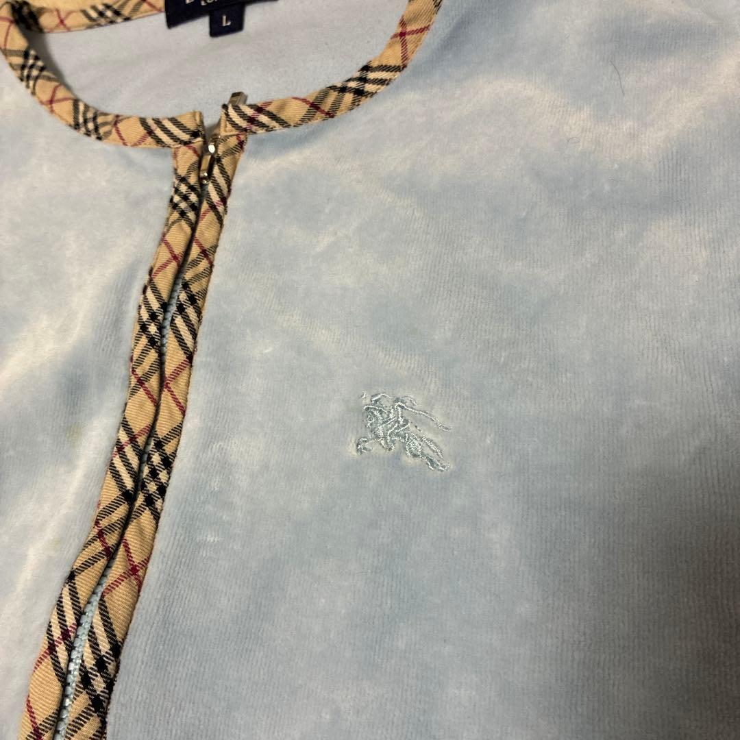 BURBERRY 水色 Lサイズ ジップアップカーディガン