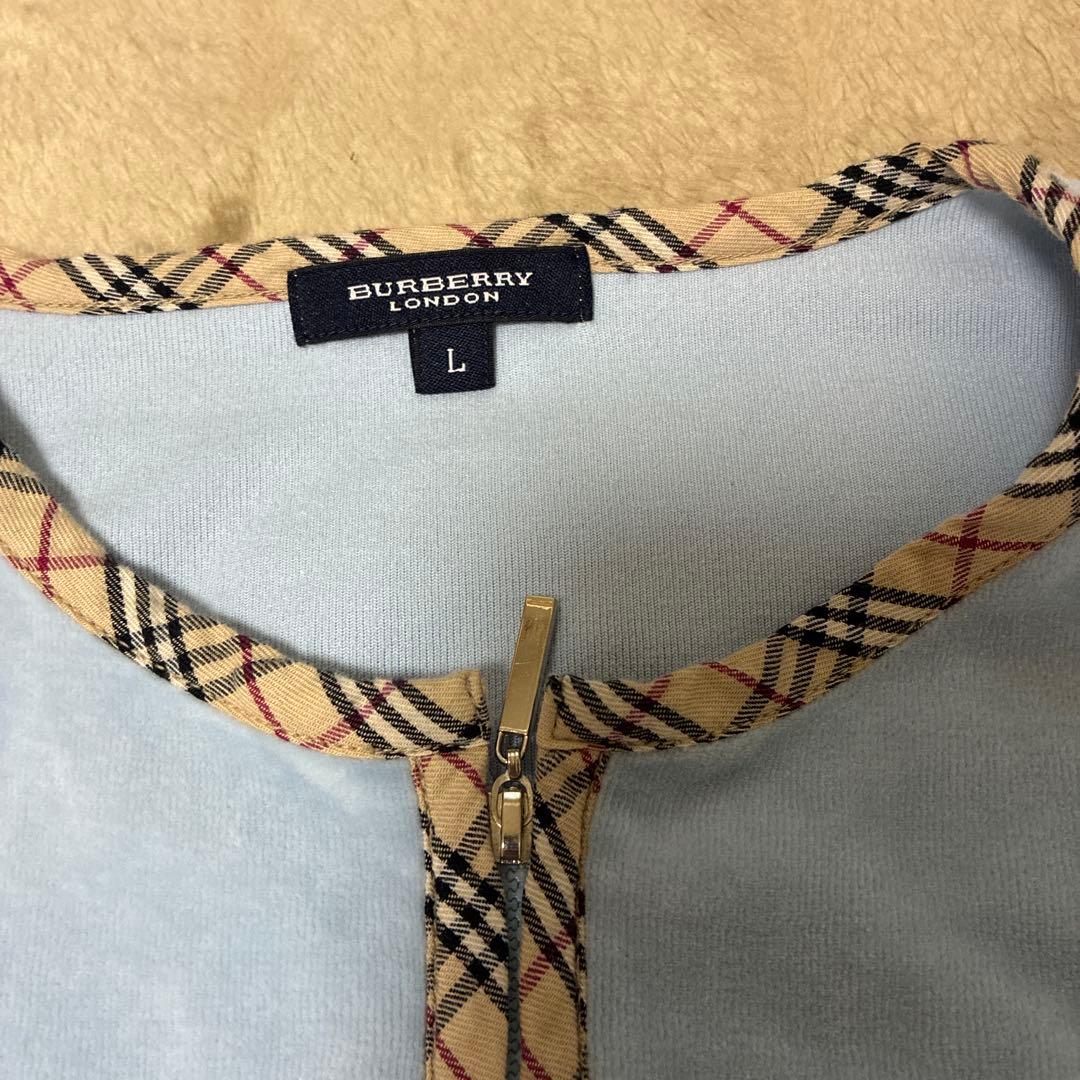 BURBERRY 水色 Lサイズ ジップアップカーディガン