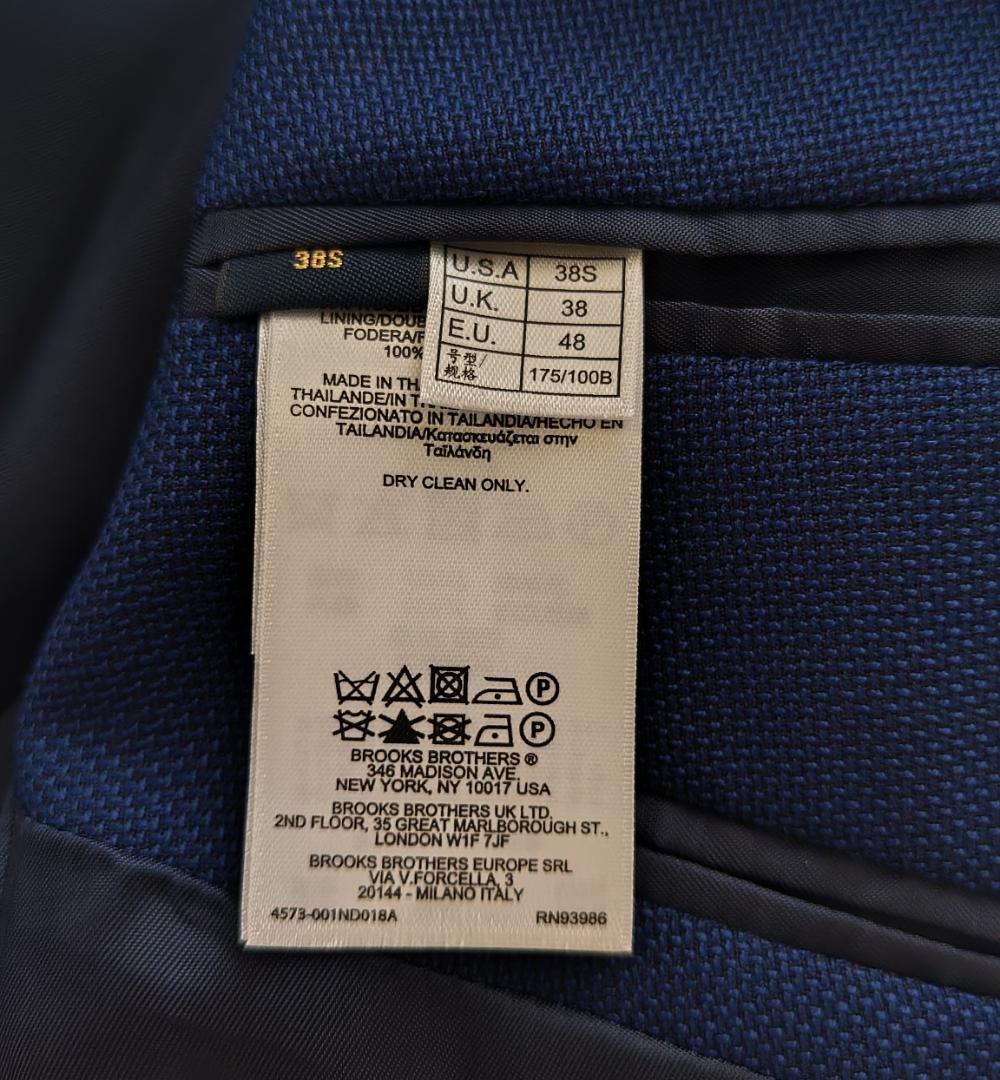 新品　Brooks Brothers REGENT ブレザー　米サイズ38S　青