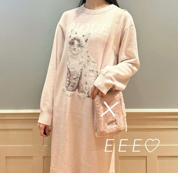 正規品♡新品 ジェラートピケ キャットジャガードワンピース ピンク