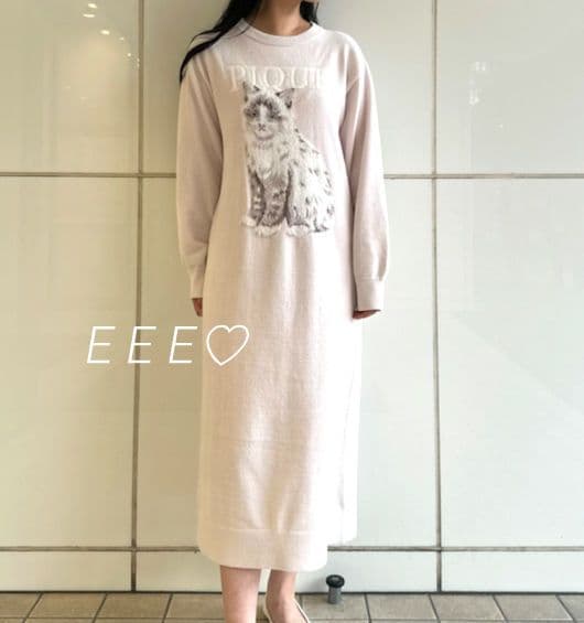 正規品♡新品 ジェラートピケ キャットジャガードワンピース ピンク