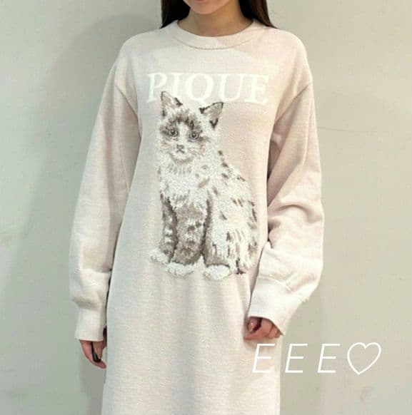 正規品♡新品 ジェラートピケ キャットジャガードワンピース ピンク