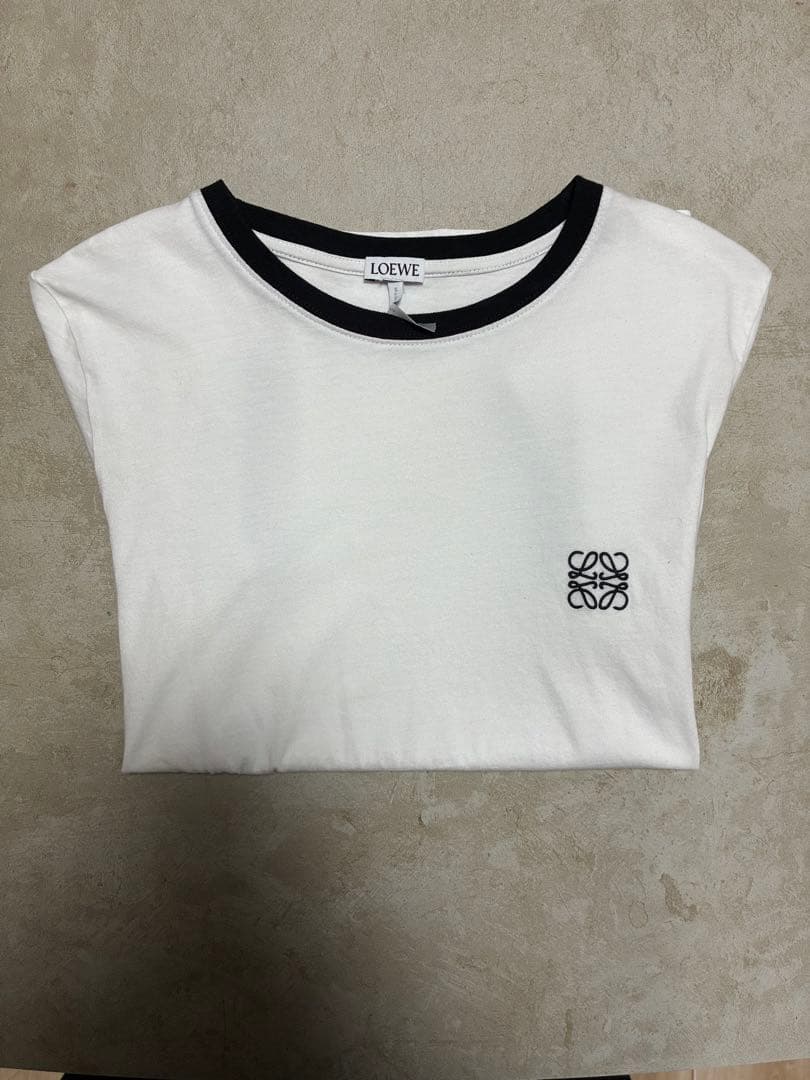美品　ロエベ LOEWE Tシャツ XS アナグラム ホワイト×ネイビー
