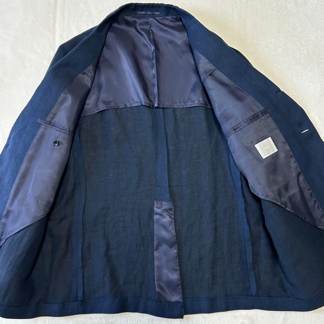 美品 エディフィス 金ボタン リネン 紺ブレザー 46日本製 紺ブレ ジャケット