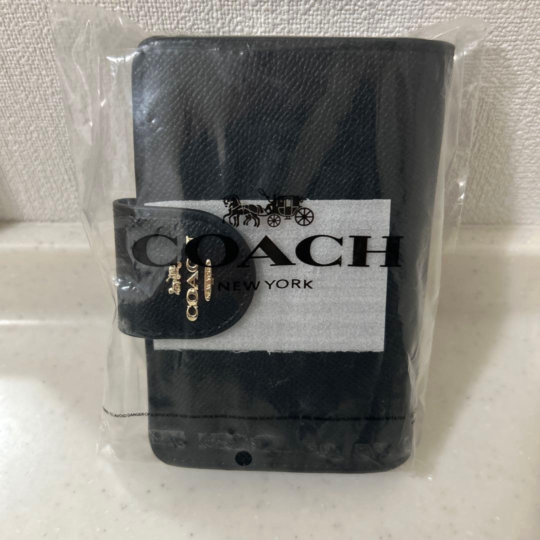 【新品未使用】COACH ブラック 二つ折り財布