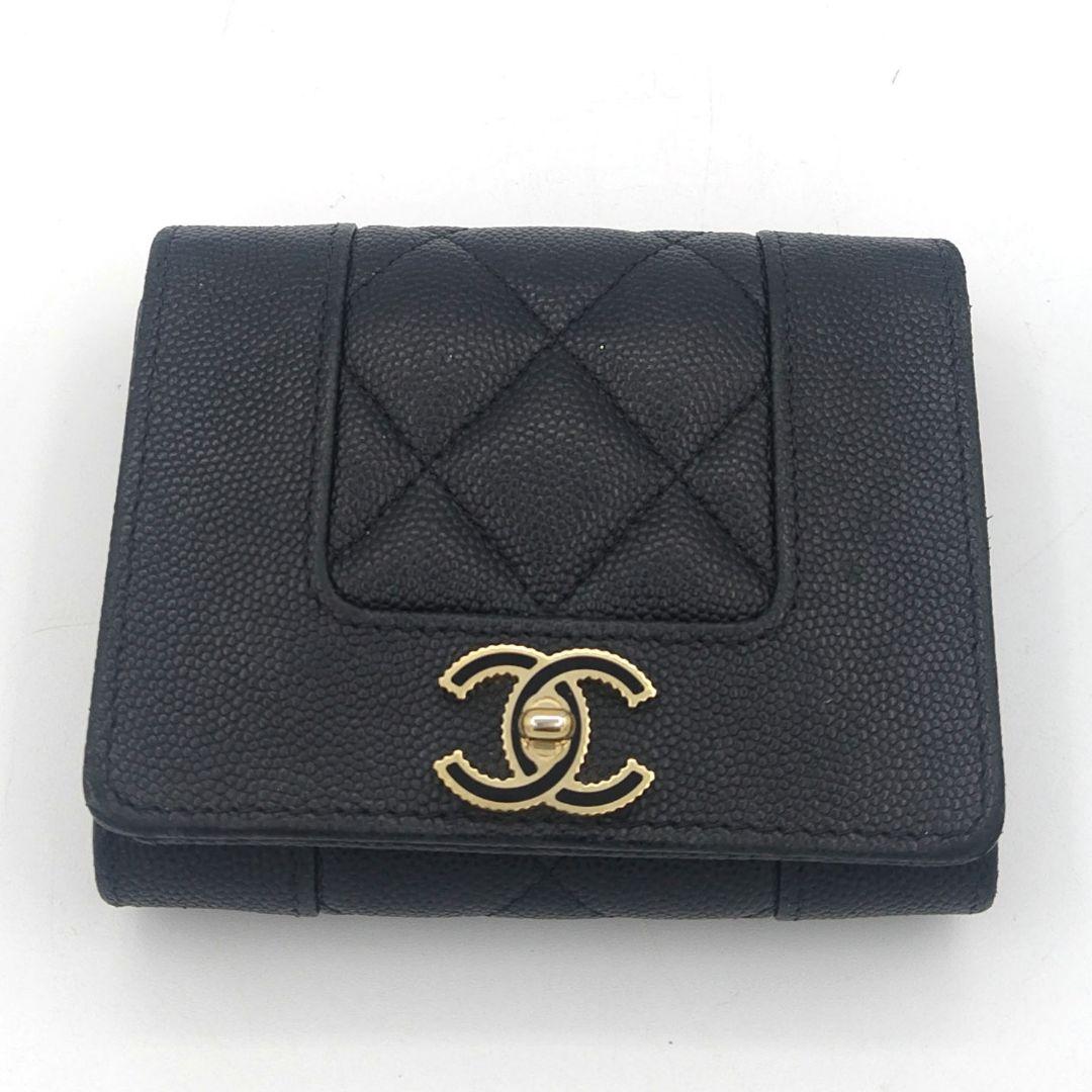 CHANEL マドモアゼル ウォレット ブラック 三つ折り財布