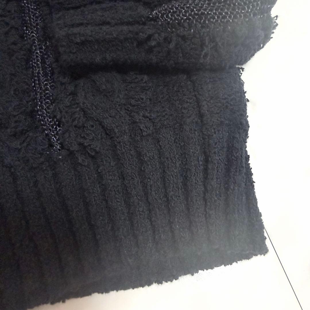 【美品✨️】ドゥロワー フリンジカーディガン ジャガード ケーブル 黒