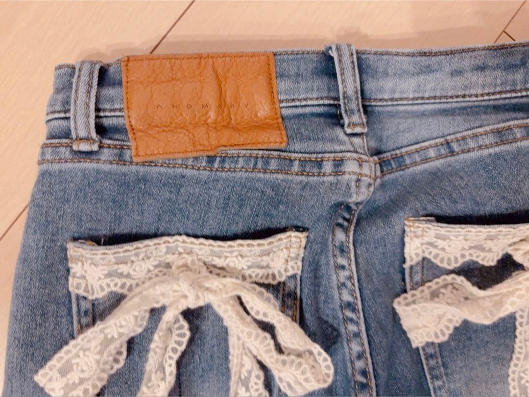 Lacey ribbon denim andmary アンドマリー S