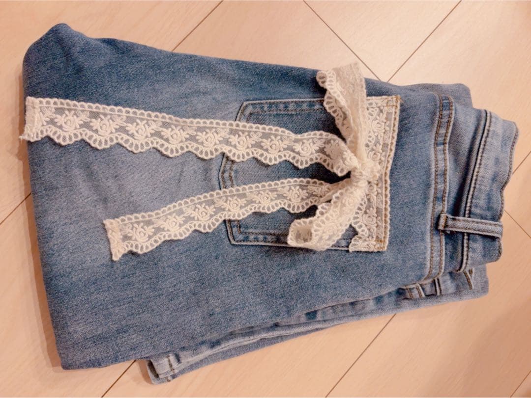 Lacey ribbon denim andmary アンドマリー S