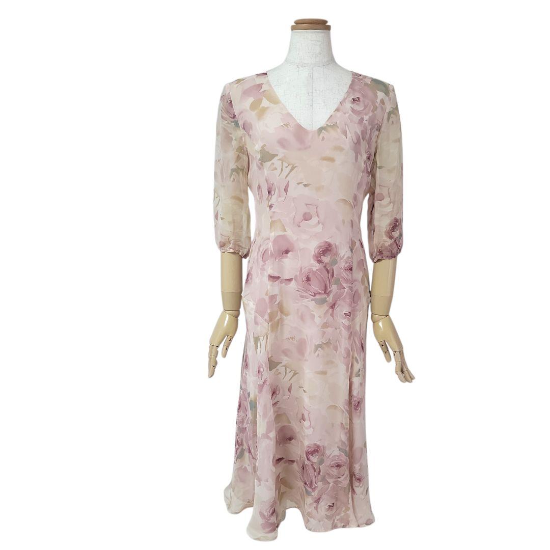 小夏のママ様✴美品 Max Mara 高級シルク 花柄ワンピース 春色 上品