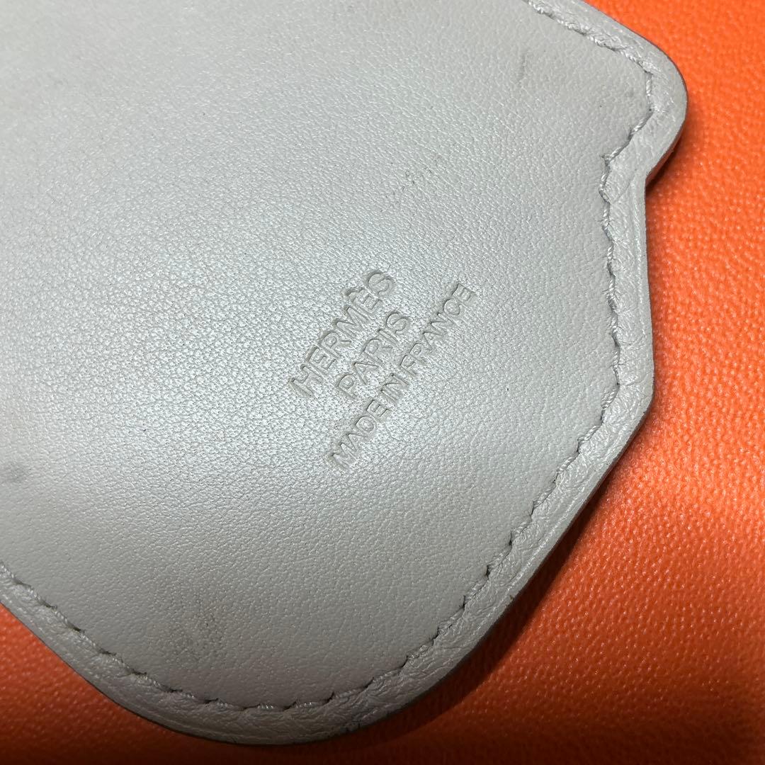 エルメス MOTEL sunset レザー ブルー シルバー金具 ネームタグ