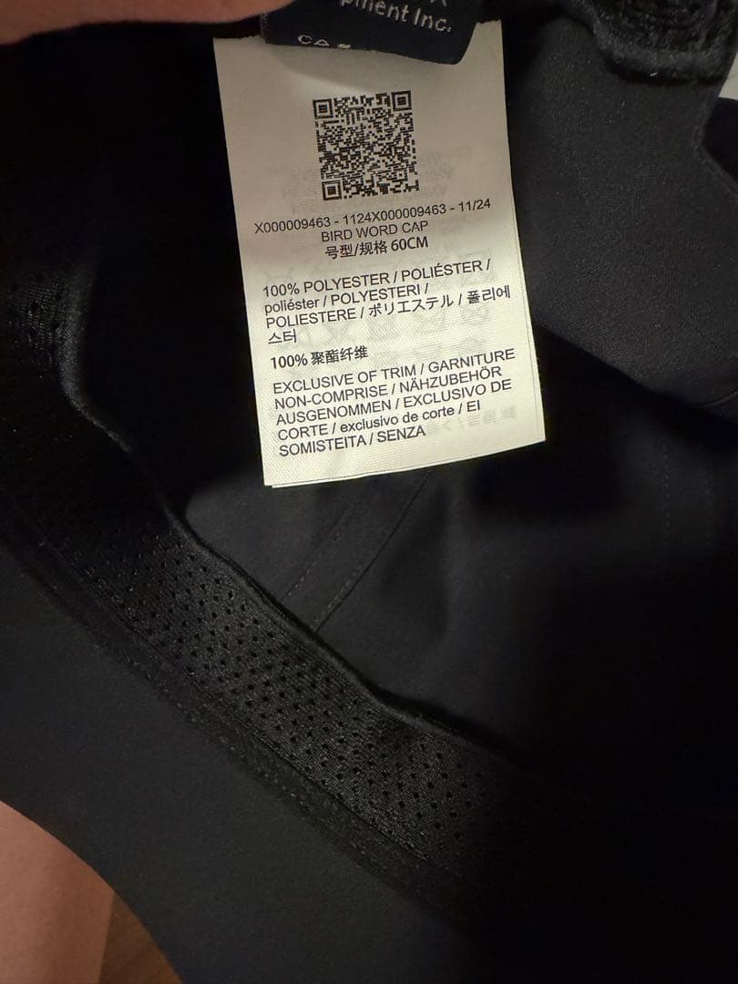 アークテリクス キャップ　Bird Word Cap ブラック