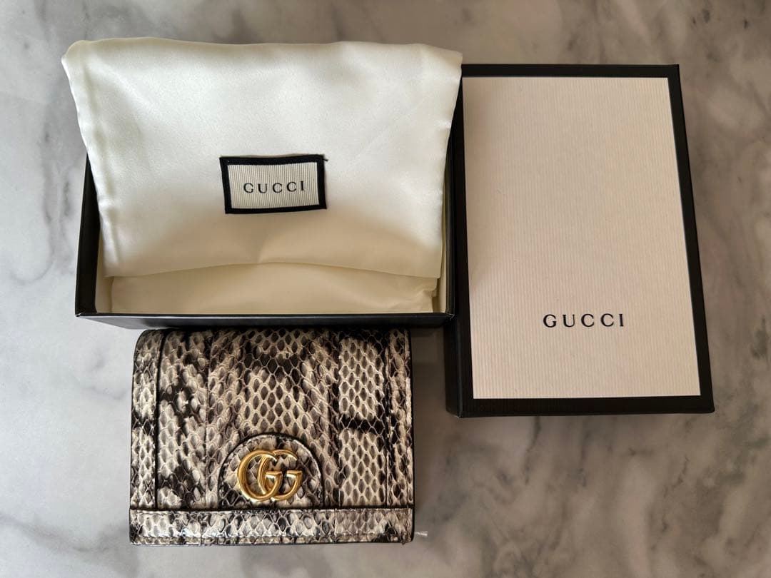 GUCCI グッチ　二つ折りミニ財布　ミニウォレット　パイソン