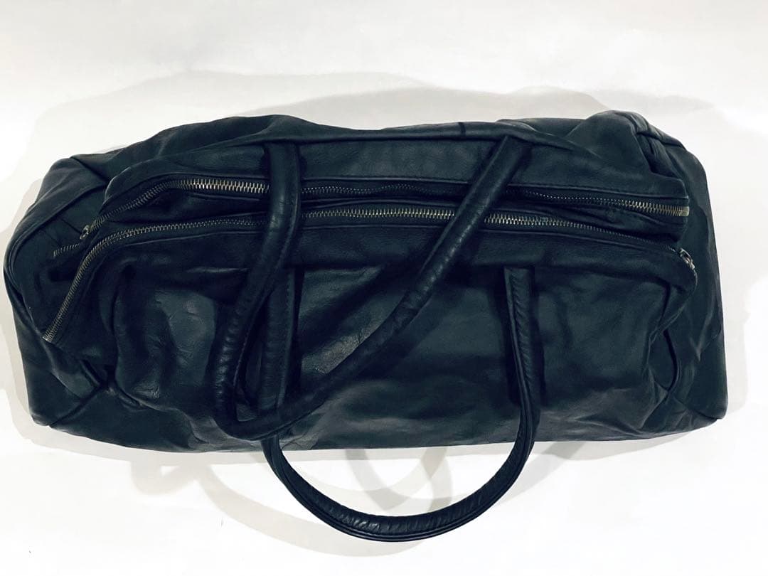 Jas M.B.黒いレザーボストンバッグ