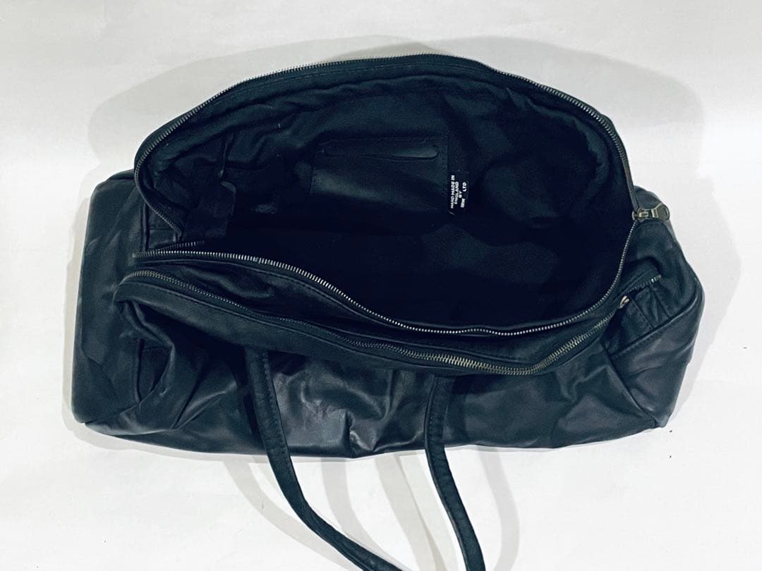 Jas M.B.黒いレザーボストンバッグ