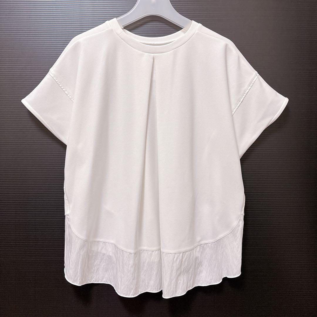 新品【ビアズリー】ラウンドヘム　Tシャツ　ホワイト プルオーバー　ジャージー