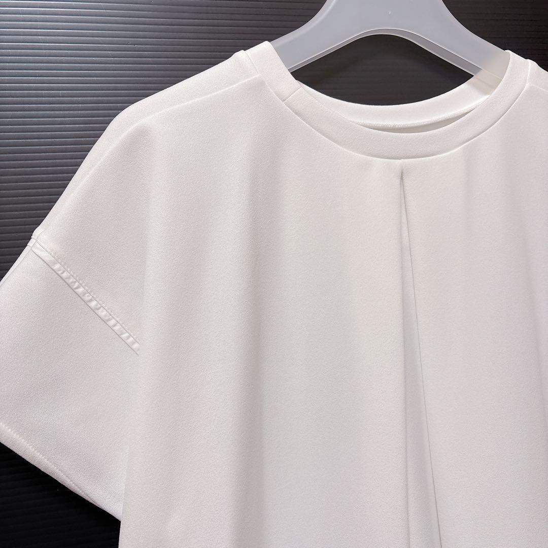 新品【ビアズリー】ラウンドヘム　Tシャツ　ホワイト プルオーバー　ジャージー