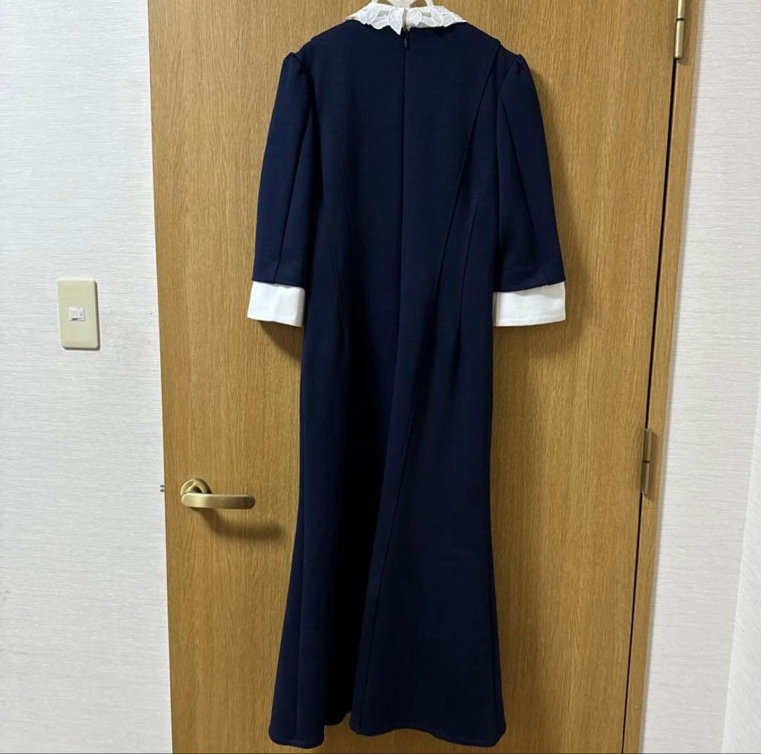 CELFORD エンブロイダリーカラー ワンピース ネイビー　36サイズ
