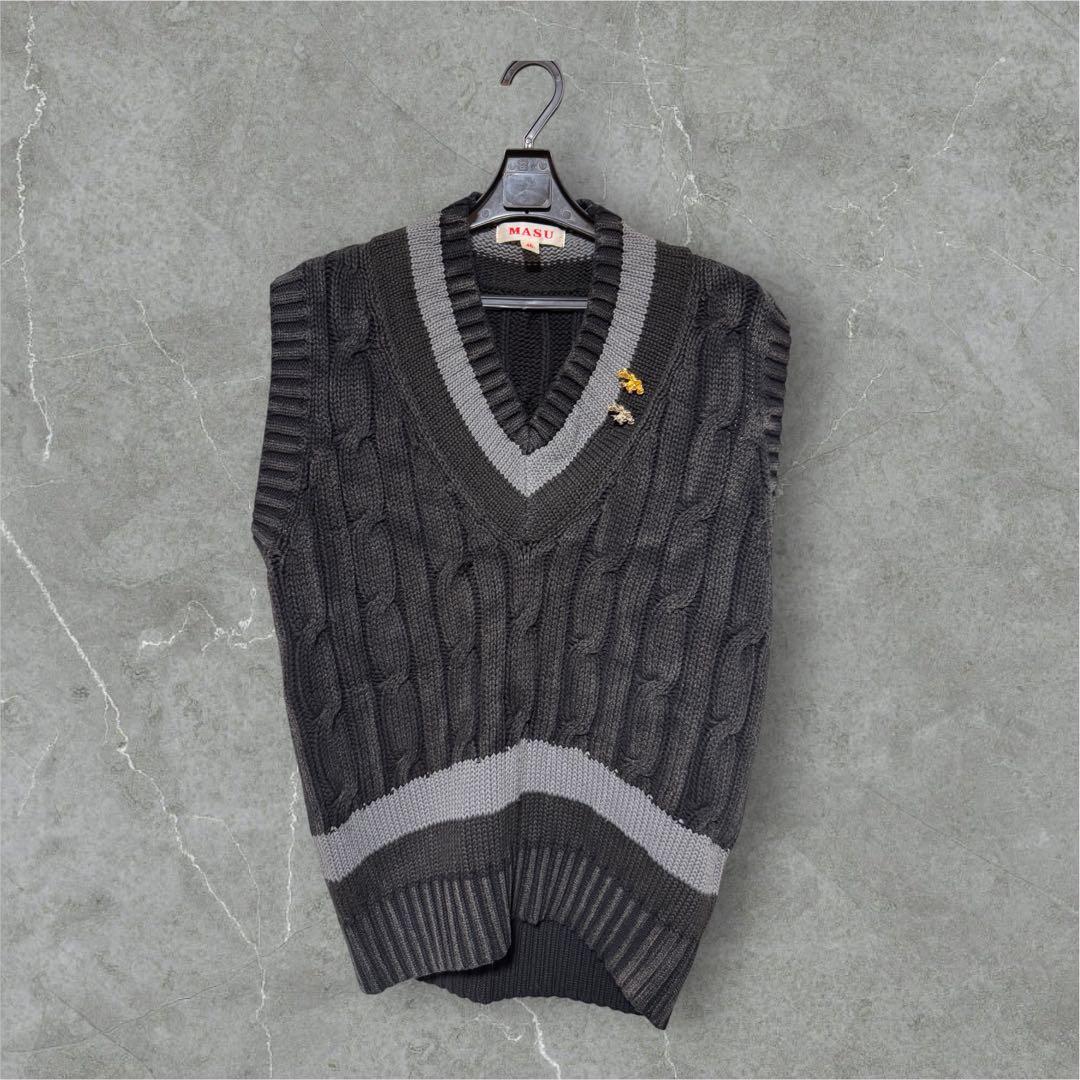 MASU 25SS DECAYED SCHOOL KNIT VEST サイズ46
